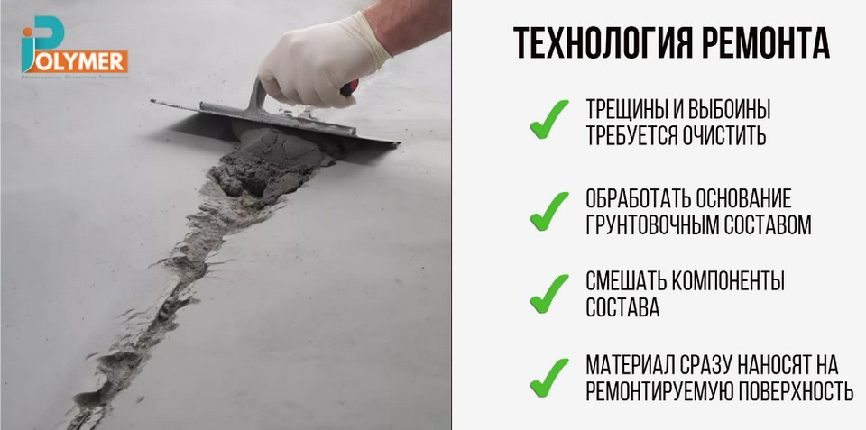 Технология ремонта трещин на бетоне